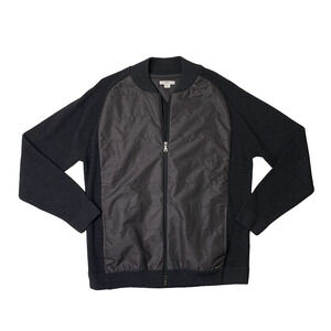 Brax Jacket Mens XL Slim Black Juri Wool Blend Mixed Media Hybrid Full Zip Track